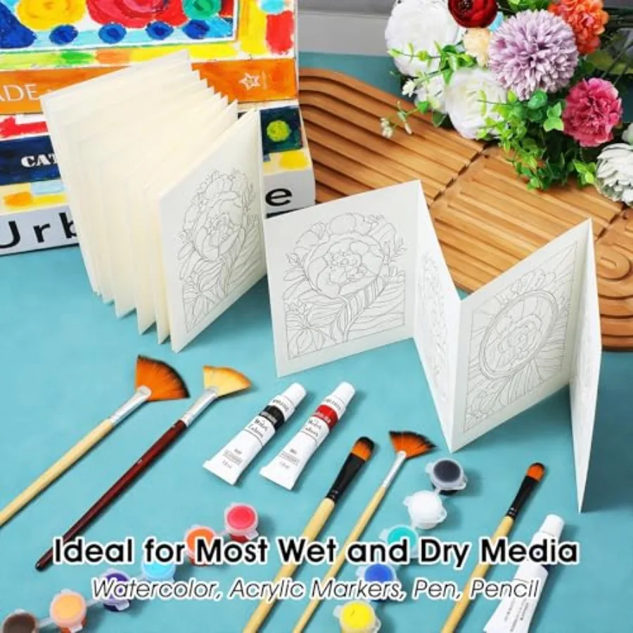 Concertina Watercolor Sketchbook, Concertina Sketchbook, 15 X 250 Cm Travel Protable Journal Watercolor Book for Wet/Dry Techni