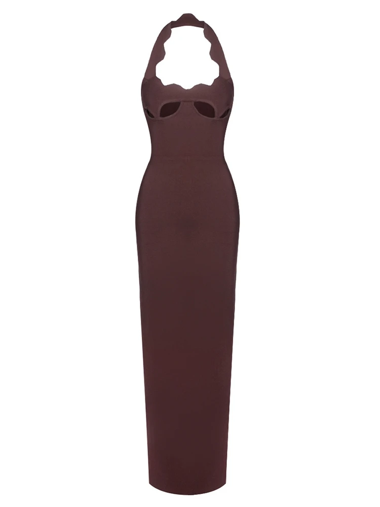 houstil women's v neck halter fishtail bandage bodycon dress party Ruched Bodice Velvet Bodycon Long Dress Leg Slit GLGL3081 main image 1