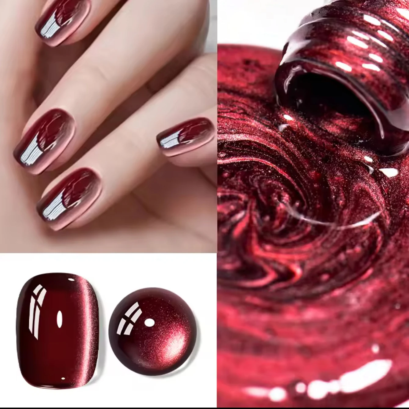12ML 1PCS Herbst Winter Nägel Rote Nägel Beliebte Glas Perle Cat Eye Magnet Gel Nagellack Schwarz Nägel weihnachten Nägel