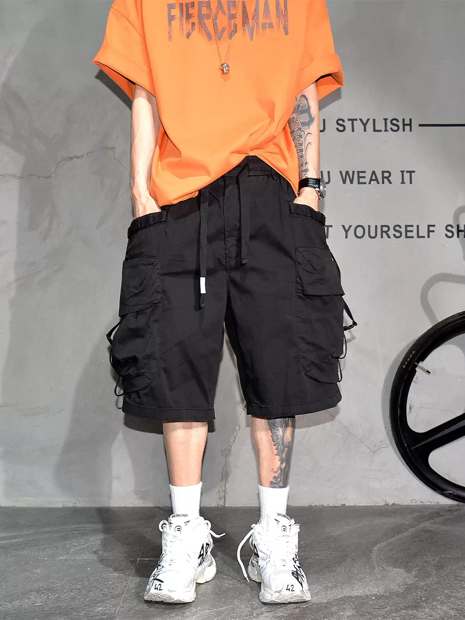 Mens Cargo Shorts Summer Streetwear Baggy Fit Loose Oversized Wide Leg Large Pockets Casual High Quality Trendy Hip Hop Straight