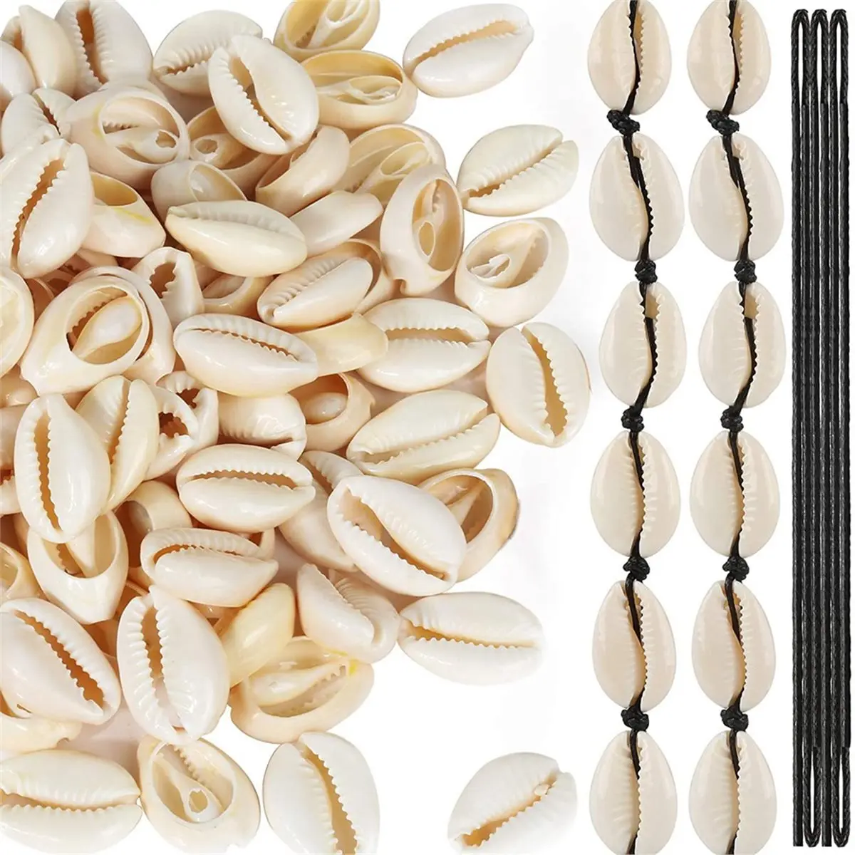 150Pcs Cowrie Shell Beads, White Natural Spiral Shell Bead for Jewelry Making, Summer Beach Cowrie Shells