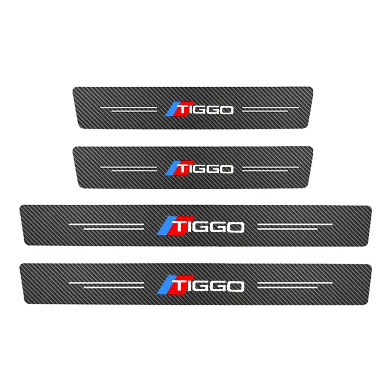Anti‑Scratch Door Sill Strip For Chery Tiggo7 Tiggo8 Pro Omoda C5 Jaecoo J7 Carbon Fiber Pattern Wear‑Resistant Car Exterior Acc