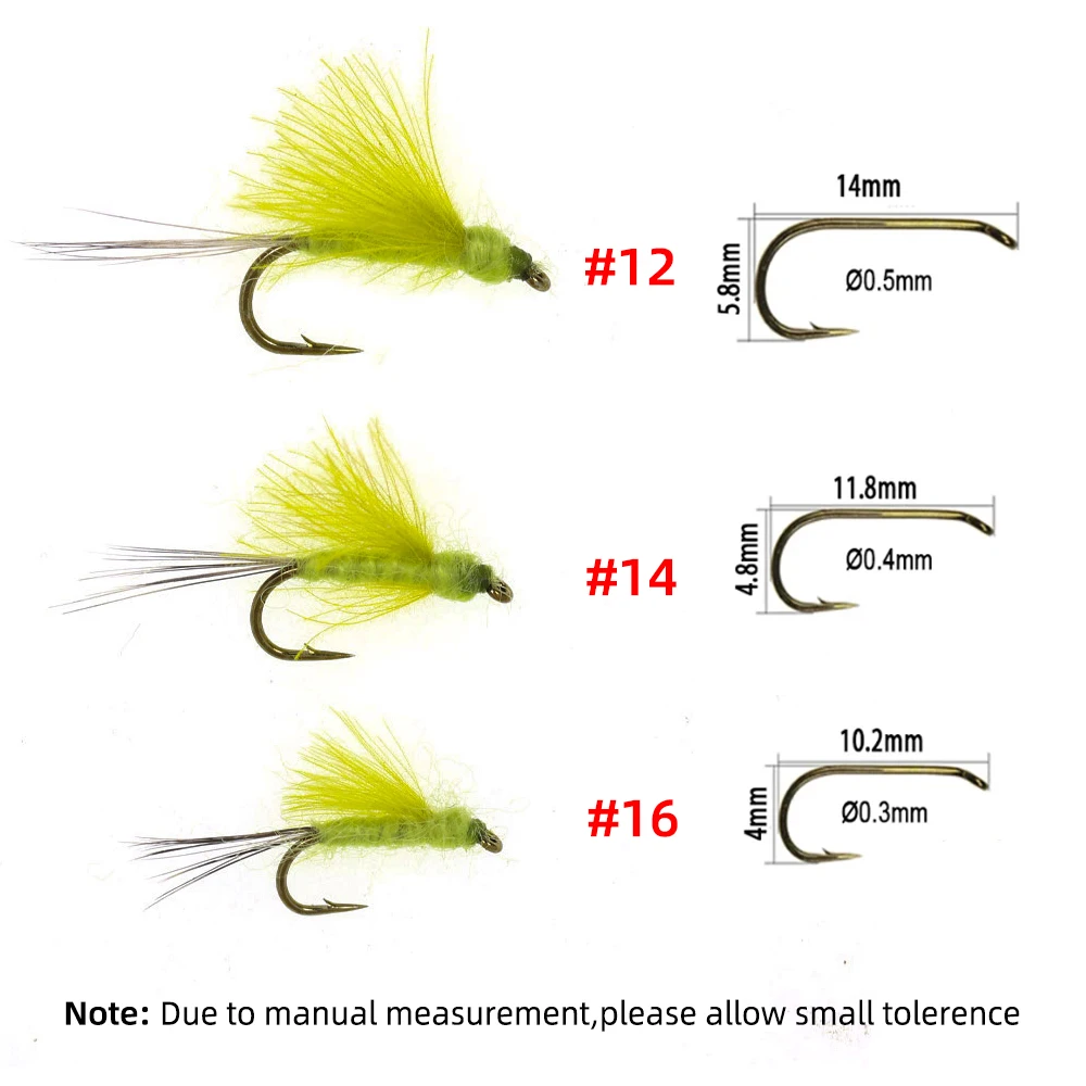 ويفريو 6 قطع # 12 # 14 # 16 أصفر CDC ريشة الجناح Mayfly صغيرة جافة الذباب نهر غاسل يطير الصيد إغراء الطعم لسمك السلمون المرقط #3