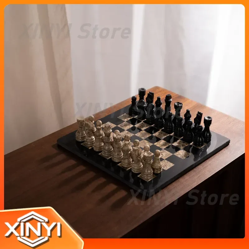 Imported natural jade chessboard for antique handmade ornaments for model room living room study desktop lattice chess decor