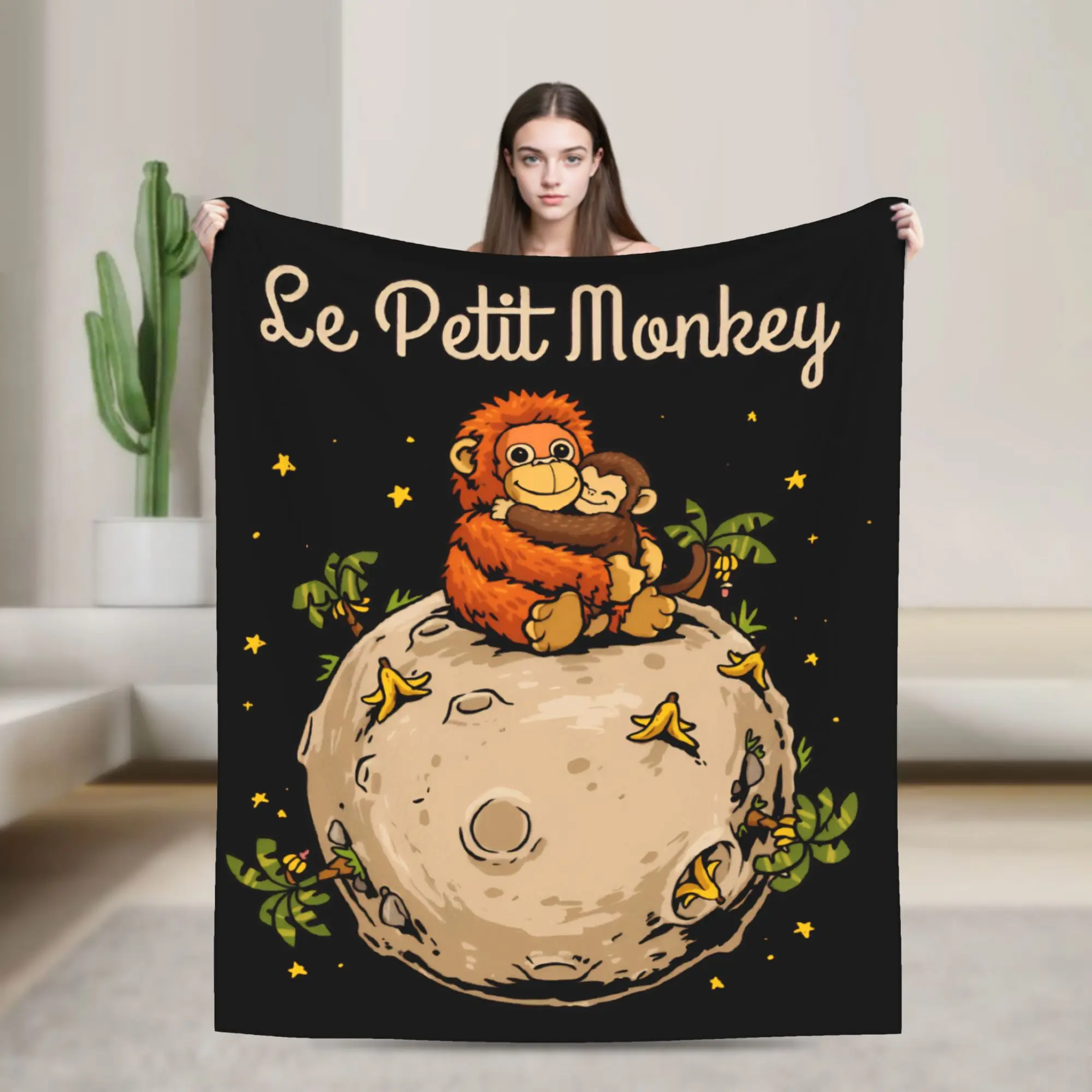 

Cartoon Punch Monkey and Oran-Mama Blanket Fleece Soft Throw Blanket for Airplane Travel Bedroom Quilt