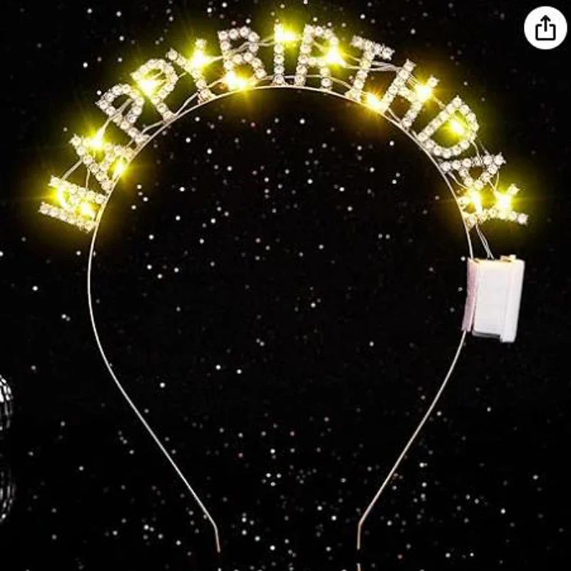 ライトアップ誕生日ヘッドバンド LED ラインストーン私の誕生日ヘッドバンドパーティーの好意ヘアアクセサリー女性のための