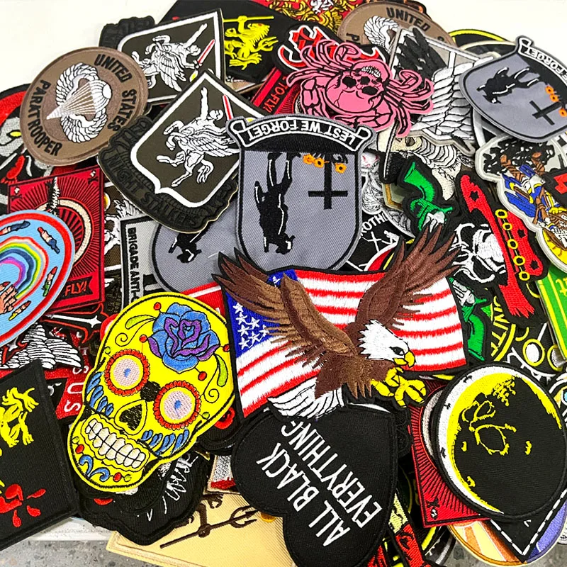 10/20/30/40/50PCS Punk Patch Mixed Random Embroidered Patches for Clothing Iron  On Patches On Clothes Sewing Jacket Sticker DIY