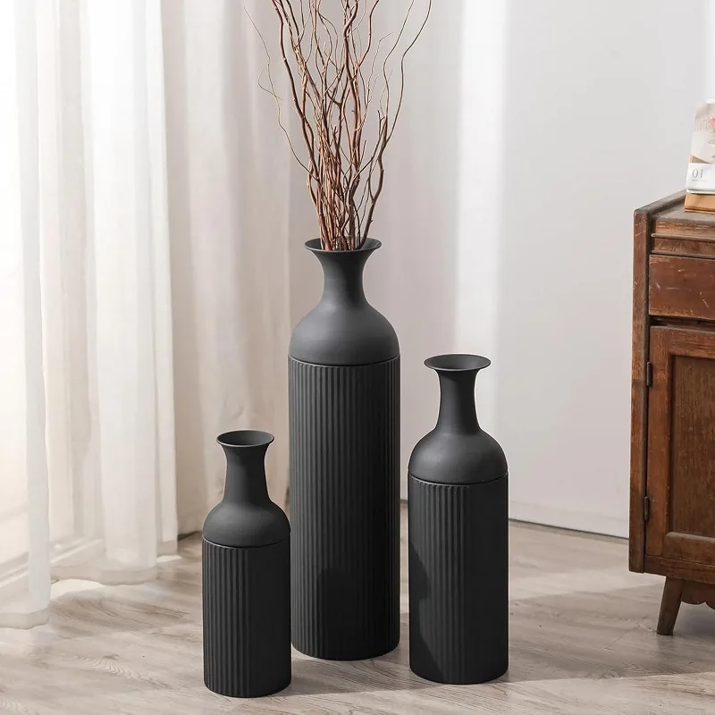 Factory Direct Compatible with Floor-to-ceiling Large Vase Metal Flower Pot Set Home Living Room Flower Barrel Ornament
