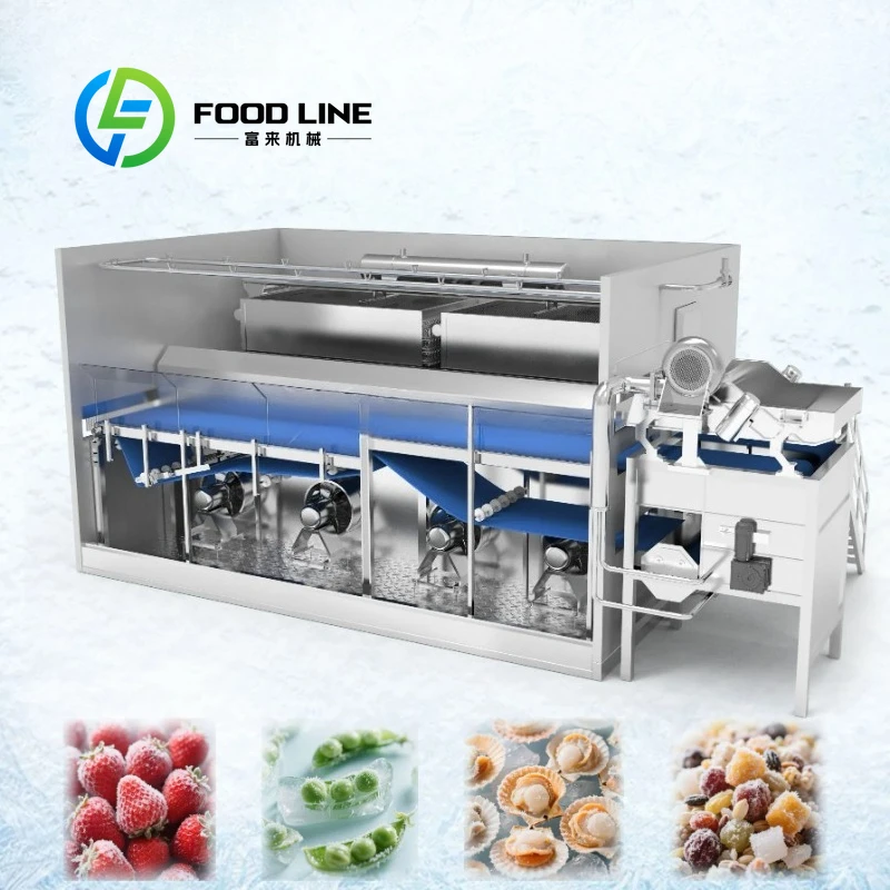 

Anti-Stick Blast Freezing Tunnel Impingement Fluidized Bed Freezer for Quick Frozen Vegetables Fruits Seafood Meat Ice Cream