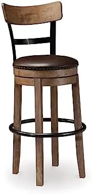 

Pinnadel 30" Modern Swivel Pub Height Barstool, Light Brown