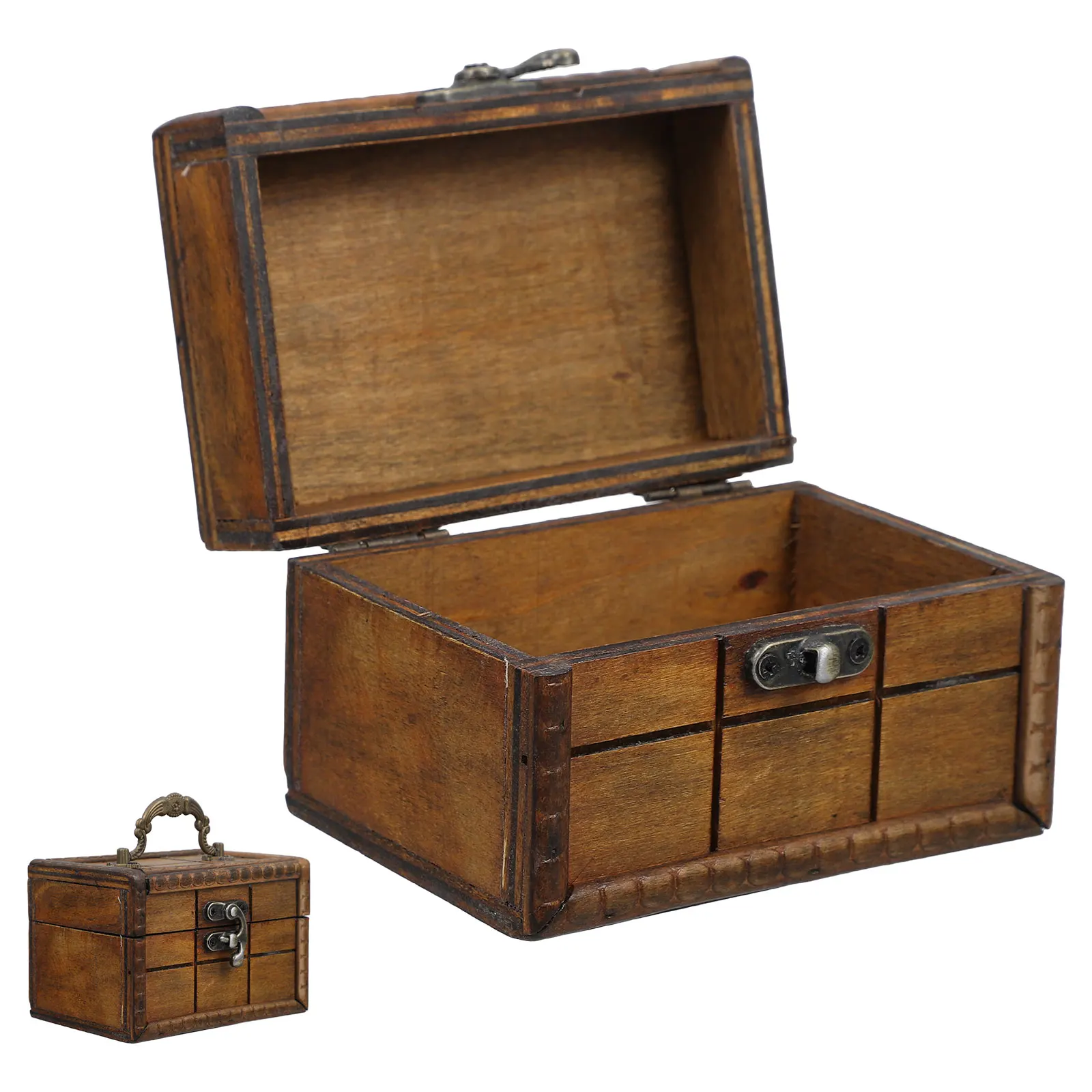 

Wooden Jewelry Box Chest Lock Vintage Storage Solution for Rings Earrings Cosmetics Wooden Box Pirate Treasure Chest Large
