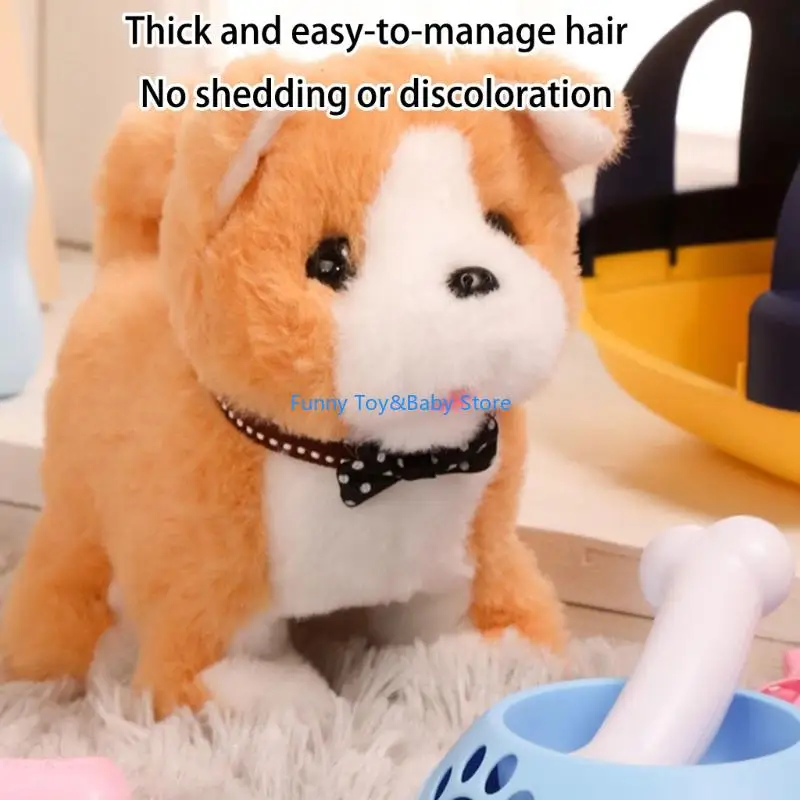 Interactive ไฟฟ้าตุ๊กตาสุนัขของเล่นจำลองสัตว์เลี้ยงยกของเล่นเสียงและการเคลื่อนไหวสำหรับเด็กปลอดภัย Pretend Play C90B