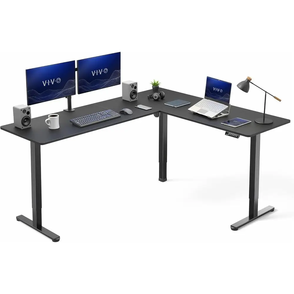 

Electric Adjustable Height L-Shaped Desk, 75x63, Reversible, Suitable for Home & Office, Black