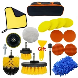 Auto Interior Detailing Kit - Drill Scrubber & Detailing Brush Set with AC Vents Polisher Microfiber Towels for Car Cleaning