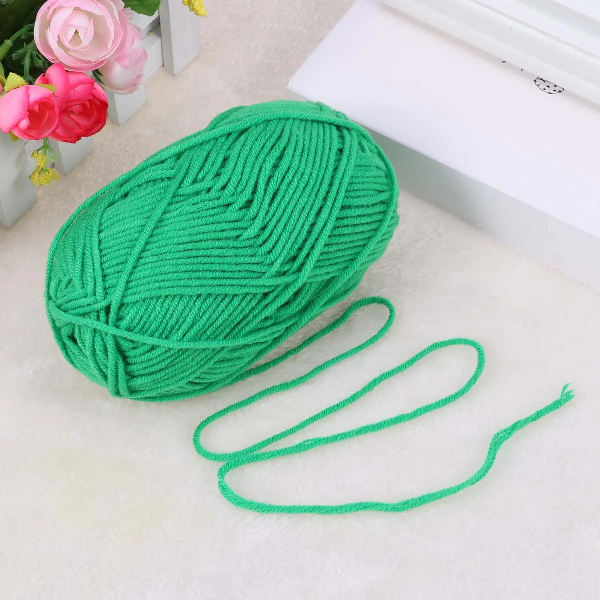

Milk Cotton Yarn Soft Chunky Hand-Woven Crochet Knitting Lightweight Warm Yarn for Sweaters Hats Scarves DIY Fruit Green