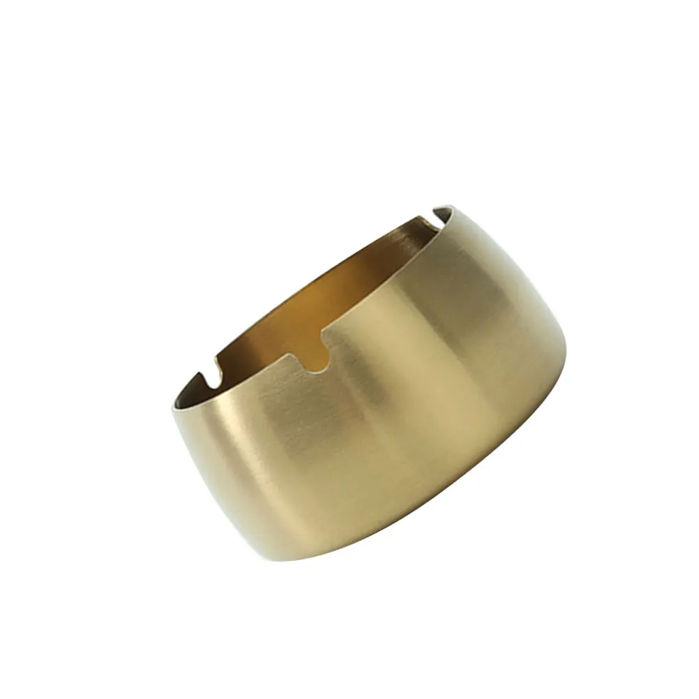 

Ashtray Windproof Simple Anti-fall for Tea Table Golden Stainless Steel