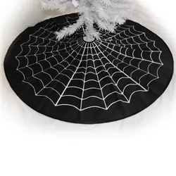 Halloween Tree Skirt Home Decoration White Spider Web Christmas Tree Apron Holiday Party Atmosphere Tree Matching Decoration