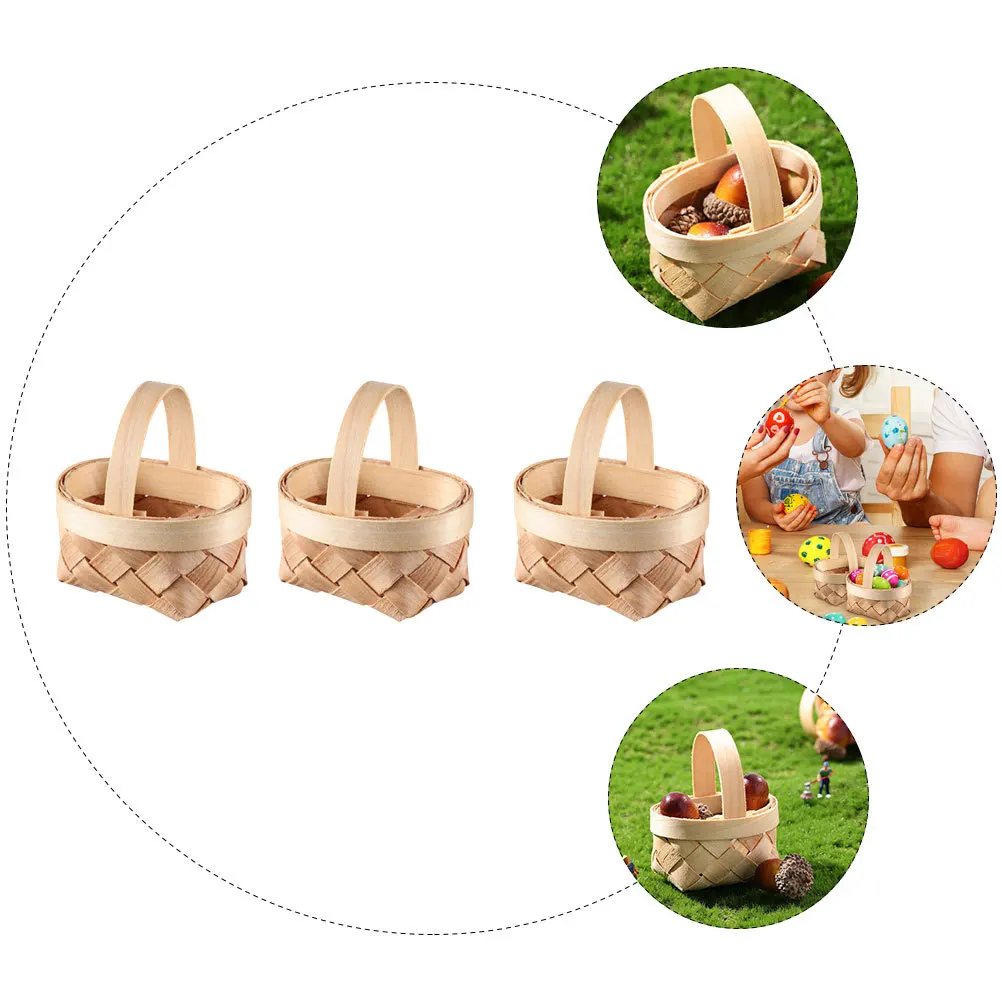 

3pcs Mini Woven Small Candy Baskets Decorative Storage Baskets Handmade Portable Basket For Home Wedding Party Unique Rattan