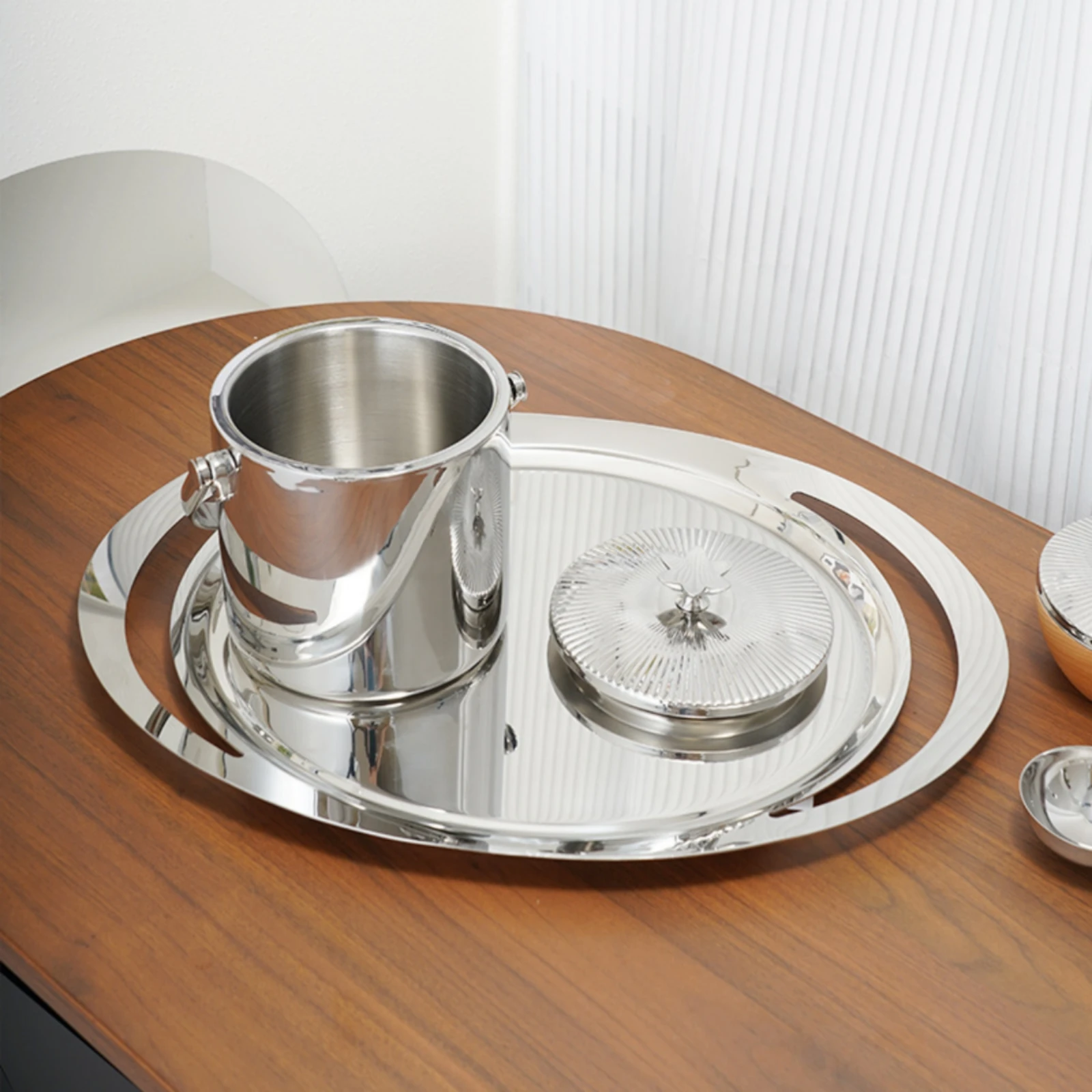 Ice Container with Lid Polished Stainless Steel Ice Container Wine Chiller Rust-Resistant Barware Insulated for Hosts, Home Bar