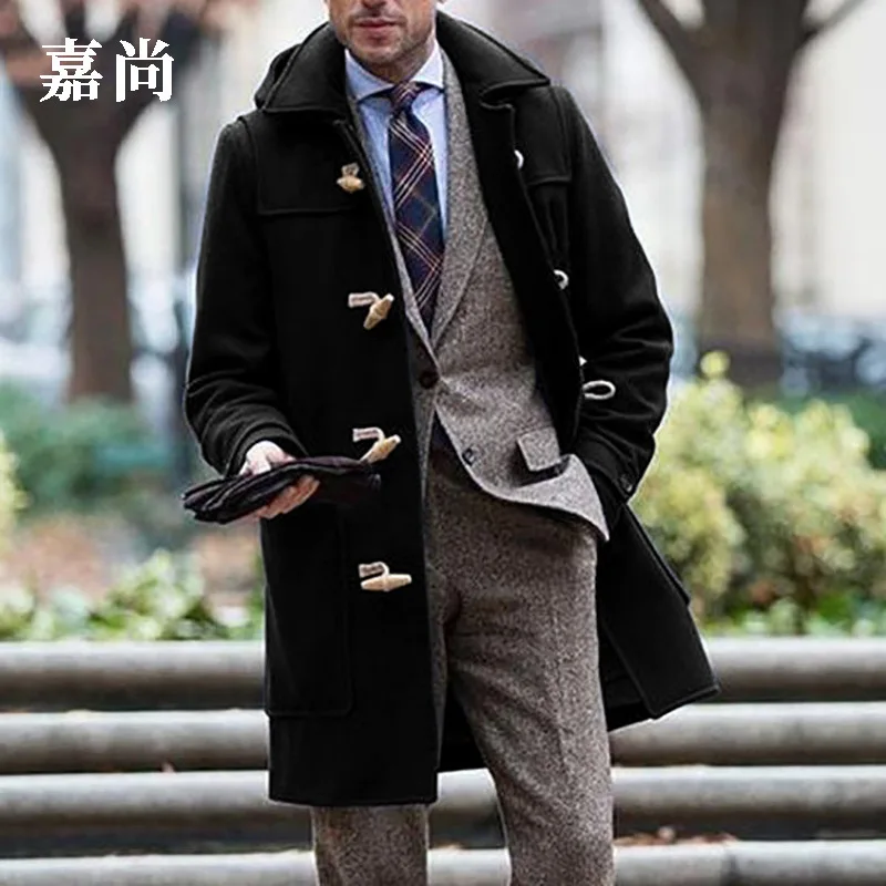 New Middle-aged Men's Fashion Medium And Long Lapel Men's Coat Jacket