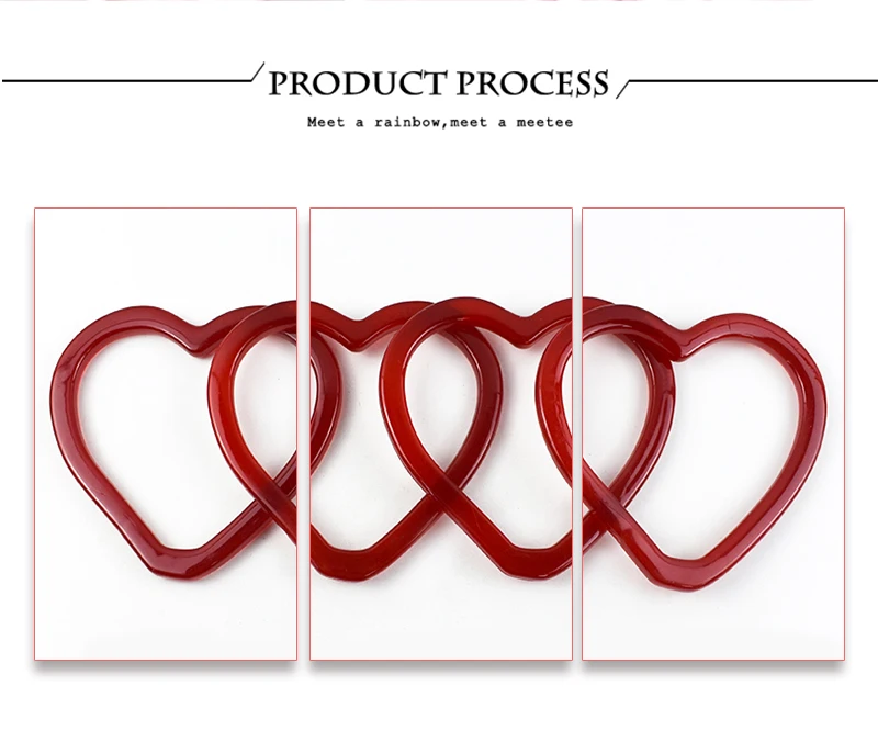 2/4Pcs 14cm Plastic Resin Heart Ring Bags Handle Women's Handbag WovenBag DIY Handmade Purse Frame Handles Bag Accessories