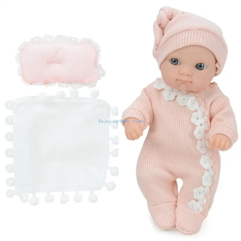 

770B 21cm Realistic Sleeping Doll Baby Doll Set with Face Toddler Educational Boutiques Collectable Doll Kids Favor Gift