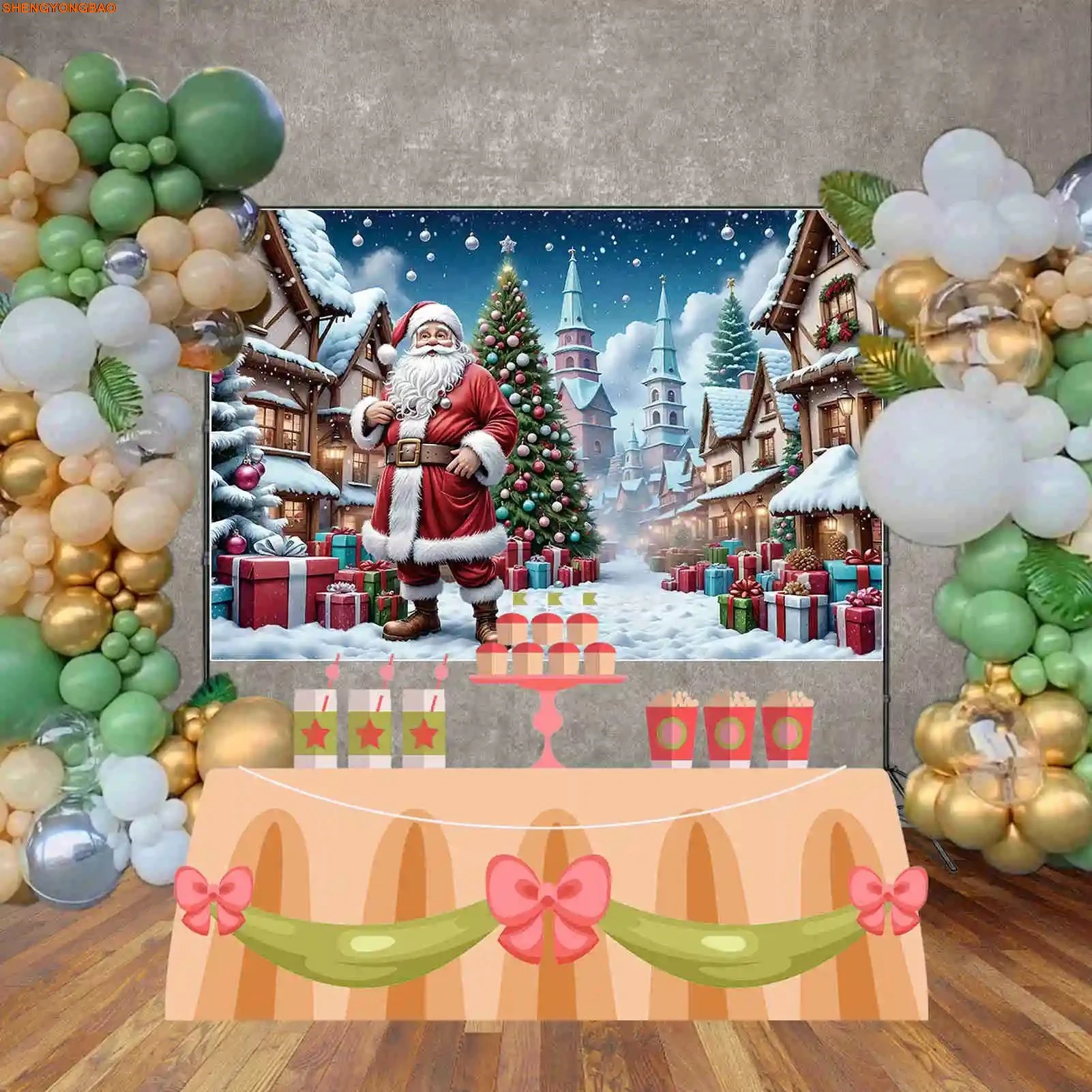 Christmas Trees Snow Scene Photography Backdrops Blue Green Pine Snowflake Photo Zone Background Party Shooting props