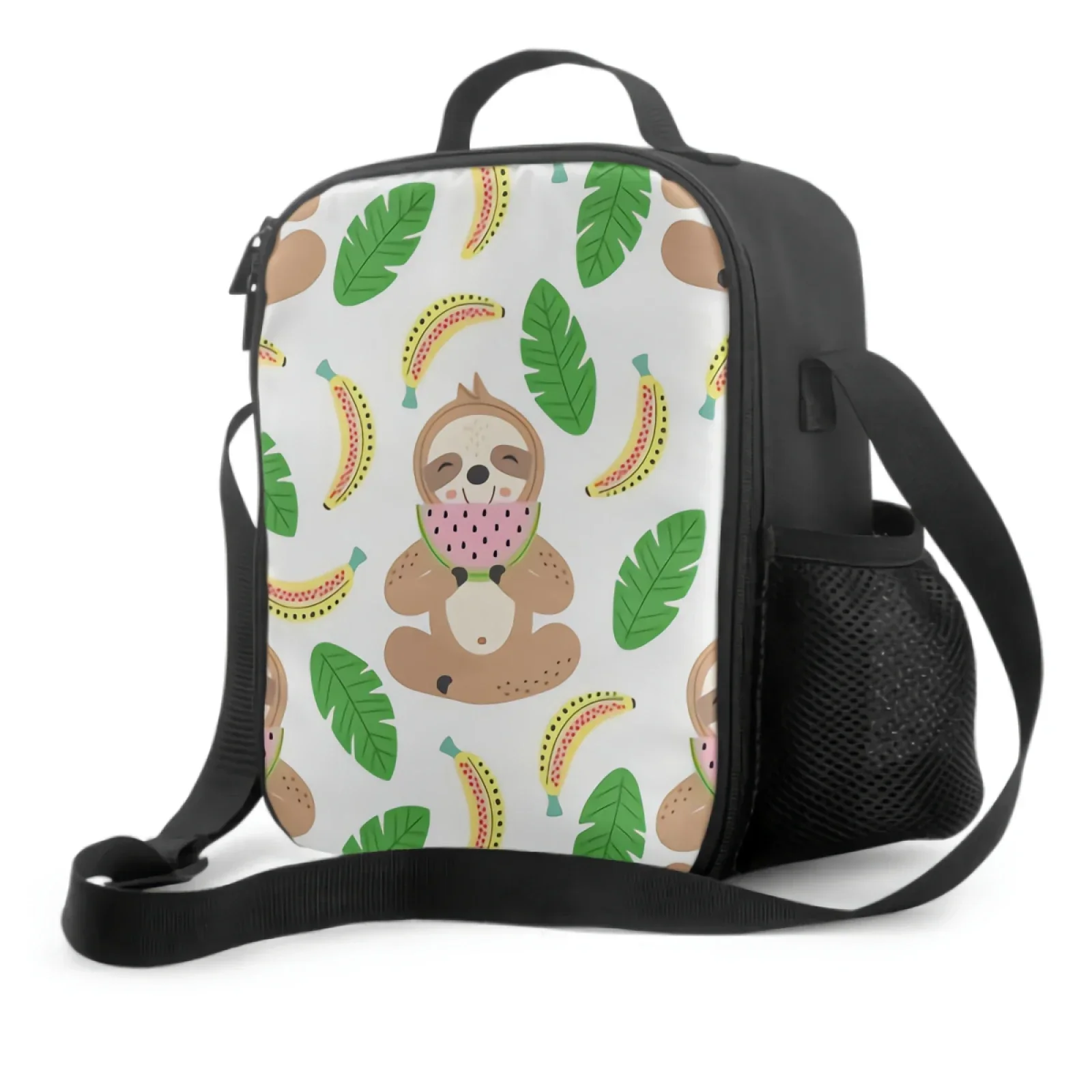 Cute Sloth And Fruit Lunch Box Insulated Meal Bag Cute Animal Tropical Summer Pattern Lunch Bag Food Container for Travel Picnic