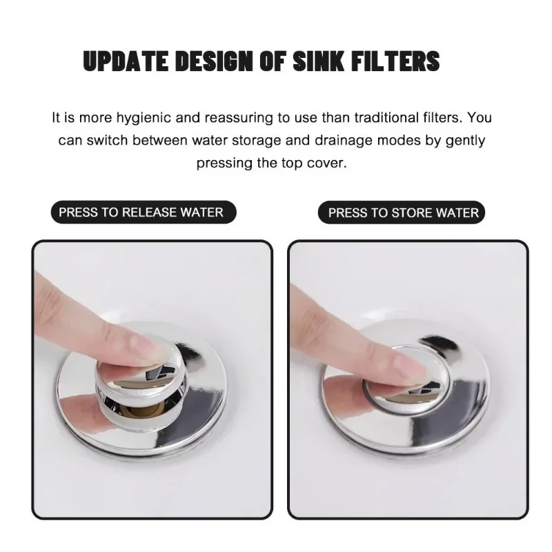 Stainless Steel Floor Drain Filter Home Kitchen Bathroom Anti-clog Filter Sink Drains Hair Catcher Waste Plug Pop-Up Bounce Core