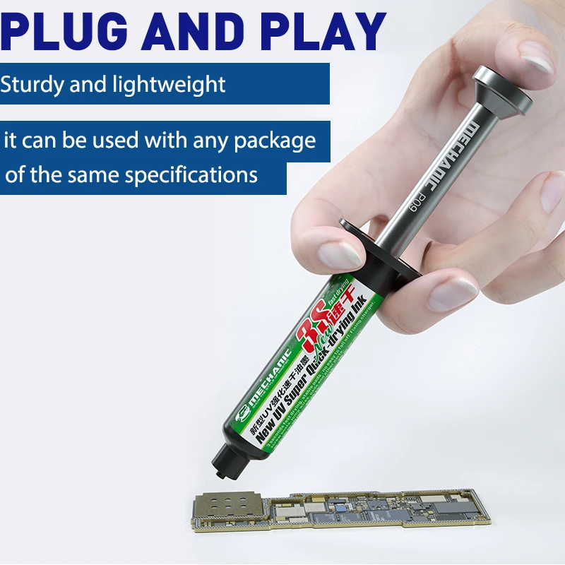 MECHANIC P09 Aluminum alloy push rod syringe type soldering oil flux tin paste UV glue flux paste green oil booster