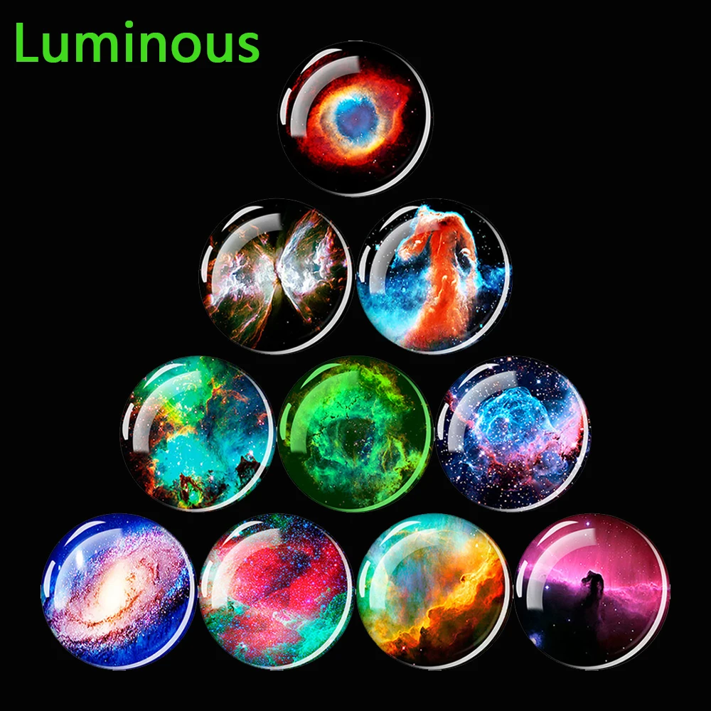 

Glow In The Dark Nebula Refrigerator Magnets Luminous Stickers Glass Dome Planet Stars Aurora Universe Fridge Magnet Home Decor