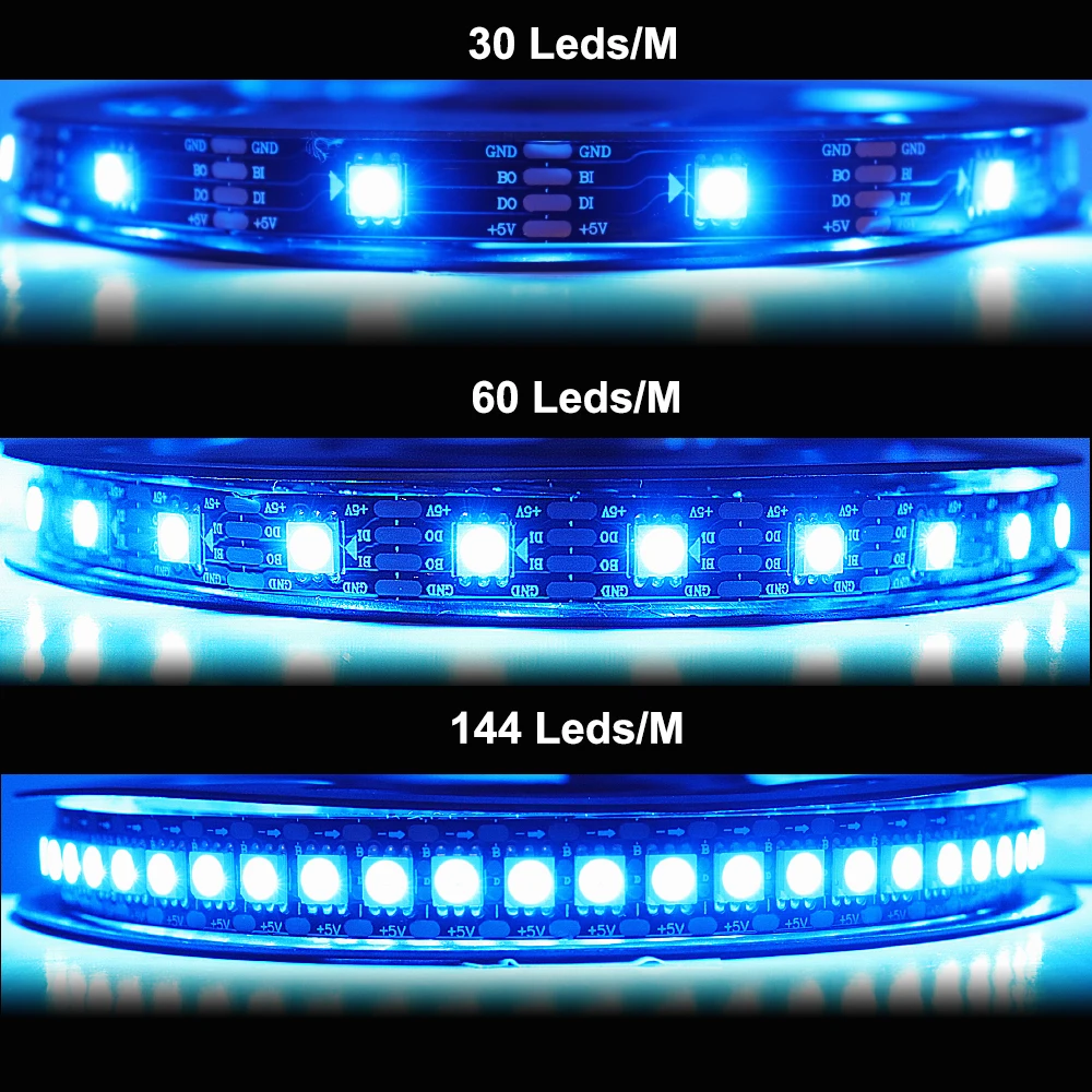 WS2812B WS2811 WS2813 RGBIC Pixel LED Strip Light Individually Addressable 30/60/144Leds/m Tape Lights Rope WS2812 IP30/65/67