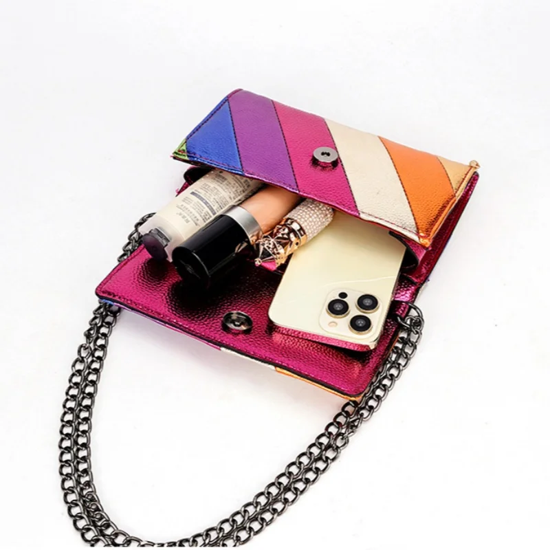 Women Mobile Phone Bag Eagle Head Colorful Rainbow Wallet Ladies Casual Crossbody Bag Mini Shoulder Bags Purse High Quality