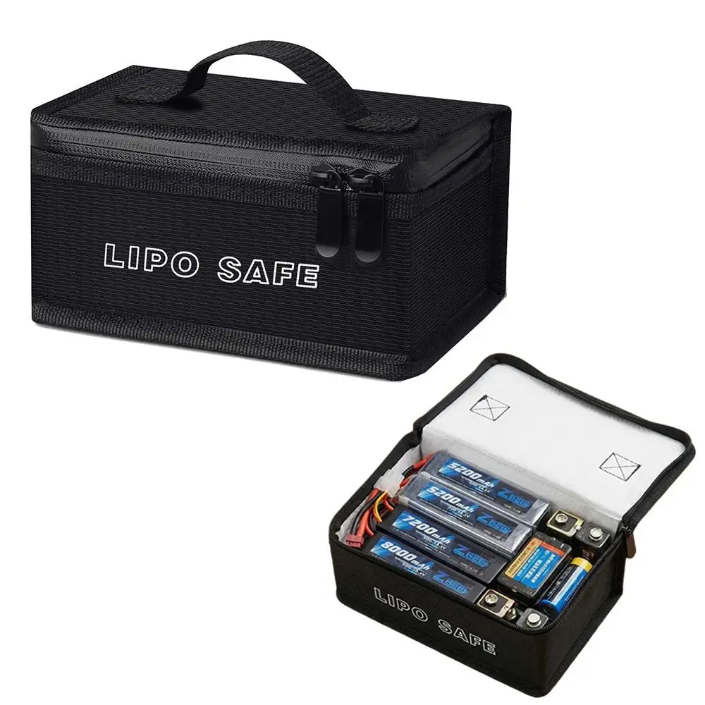 Portable Lipo Safety Bag Waterproof Explosion-Proof Battery Fireproof Handbag Top Handle Double Zipper Lipo Protective Case