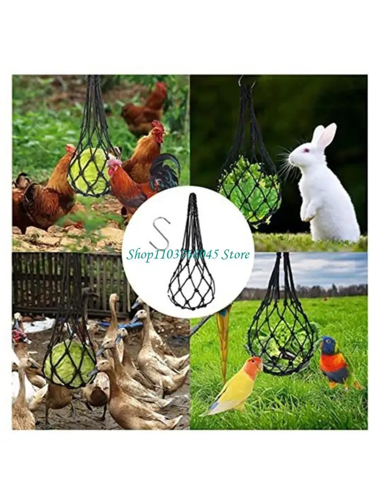 R53F Feeder String Bag With Hook, Chicken Cabbage Vegetable Feeding Mesh Bag