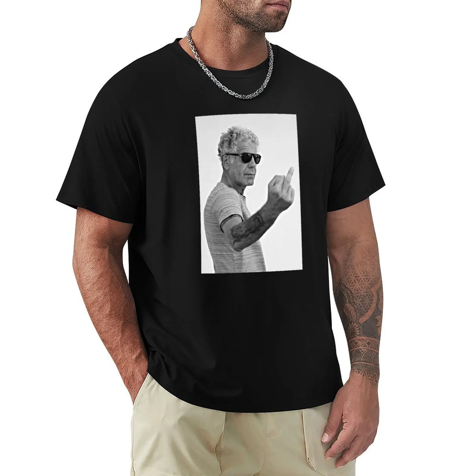 

Middle Finger Bourdain T-Shirt tops basketball graphic tees customs design your own mens funny t shirts