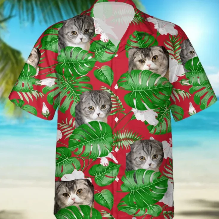 2025 Summer Short Sleeved Shirt, Casual Button Up Collar Top, Loose Digital Printed Shirt, Trendy Vacation Men's Clothing