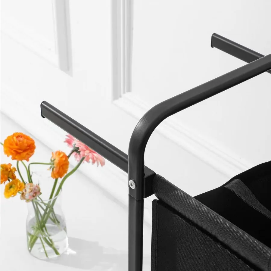 2-stufiger Wäschekorb, 110 l, großer Oxford-Kleiderkorb, Sortierer mit Deckel und Sortierkarten für die Aufbewahrung von Kleidung, Spielzeug, Schwarz