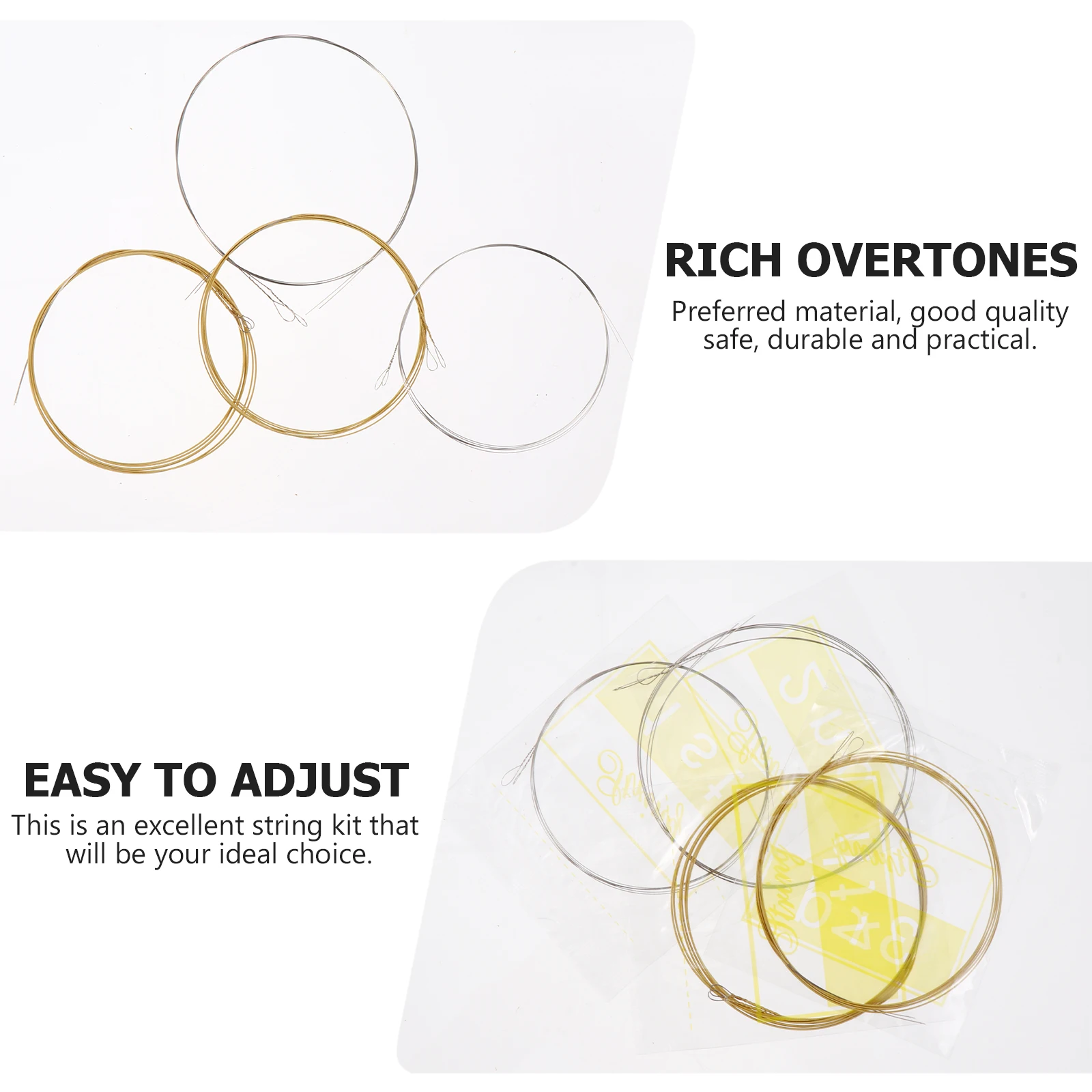 

4 Pcs Mandolin Strings Imported Stainless Steel Bright Smooth Durable Professional Quality Replacement Long Life for Lovers