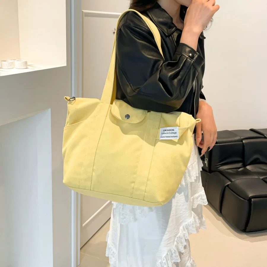 

New Fashionable Textured Versatile Casual Shoulder Bag for Women Multi-Pocket Waterproof Canvas Bags Elegant Yoga Handbag