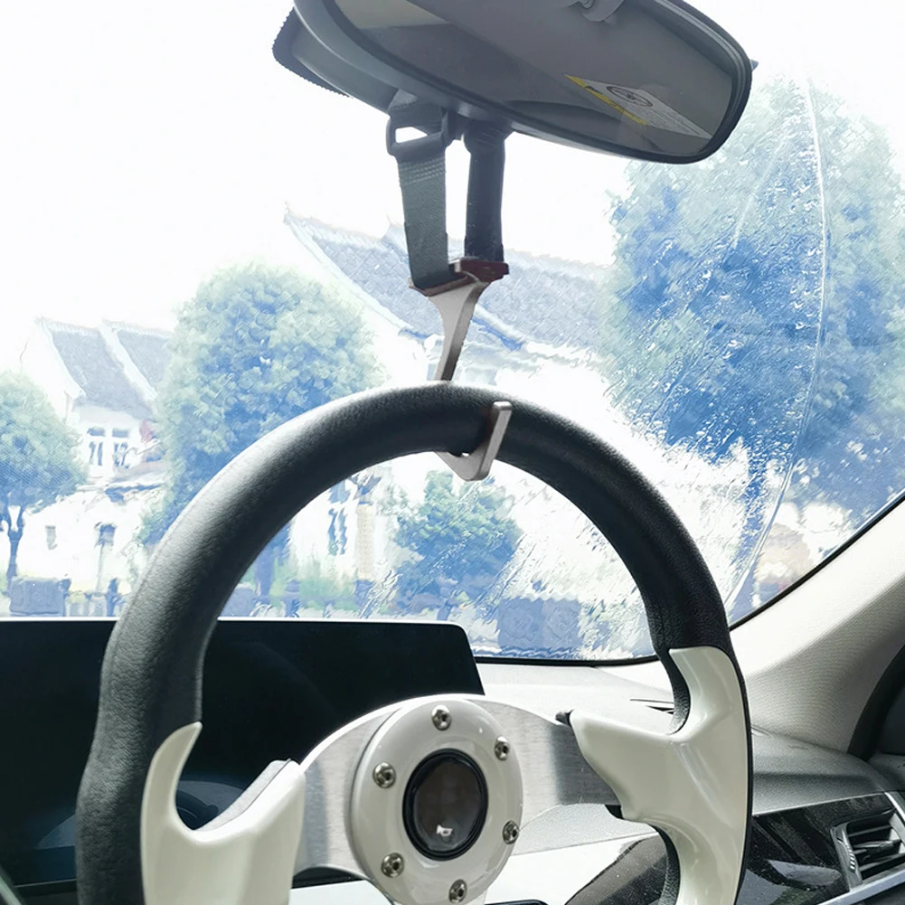Auto Interior Organizer Hook for Vehicle Dashboard Aluminum Quick Release Car Steering Wheel Hook Windshield Hanger Mount