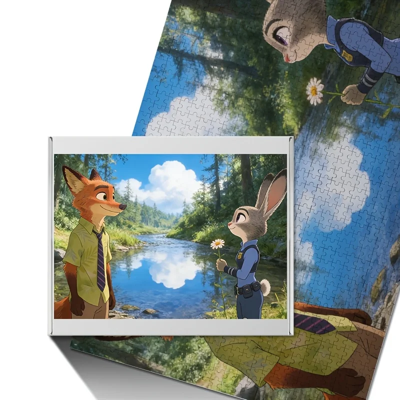 Puzzle de 1000 pièces Disney Zootopia Judy & Nick Wilde - Jeu de ville adapté aux adultes, défi d'anniversaire, casse-tête