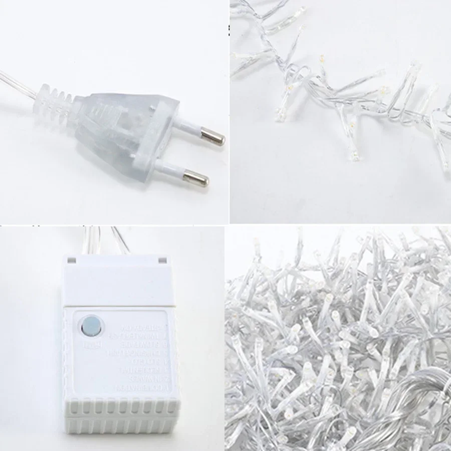 3X1M Christmas Cluster Icicle Light Outdoor Garland Window Curtain String Light 600 LED Firecrackers String Light for Tree Decor