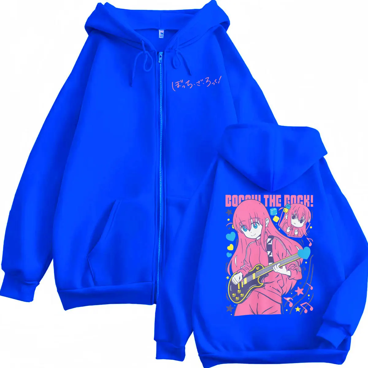 Japan Anime Bocchi The Rock Graphic Zipper Hoodie Harajuku Cartoon Zip Up Hooded Sweatshirts Men Women Casual Fashion Pullovers