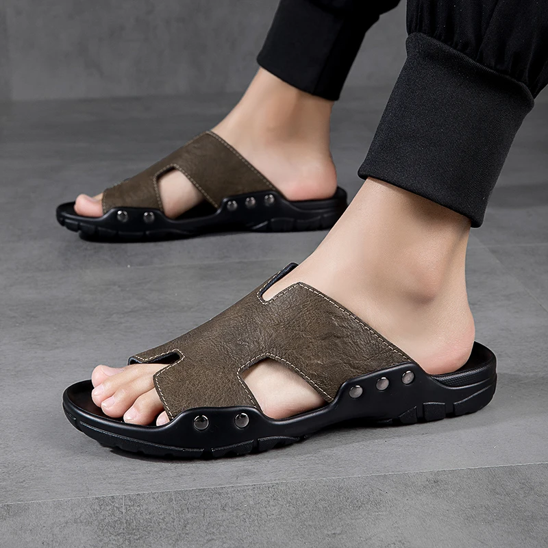 Men Sandal Slippers leather Summer Sneaker   Slippers Men Slides Soft Eva Slippers Casual Beach Shoes men big size 4849505152