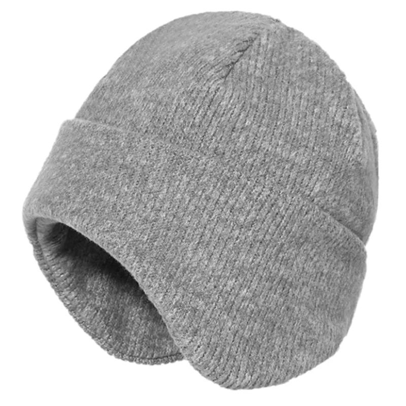 

ABHQ-Защитная шапка для катания на лыжах на открытом воздухе, ветрозащитная и теплая, шапка-бини, вязаные шапки-ушанки с манжетами, серая, легко используется