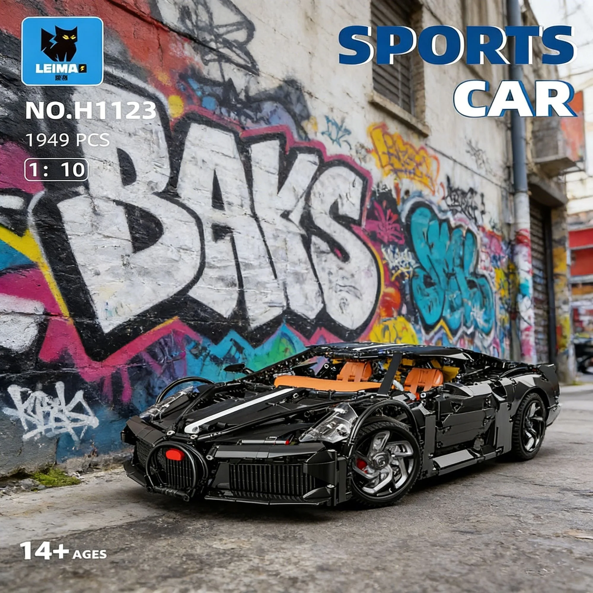 

H1123 Hypercar Building Blocks Luxury Supercar Night Edition Educational Assembly Toy for Boys