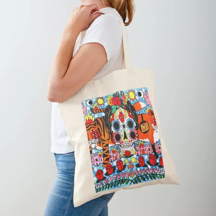 Skull And Flowers Tote Bag Customizable tote bag tote bags aesthetic bag woman