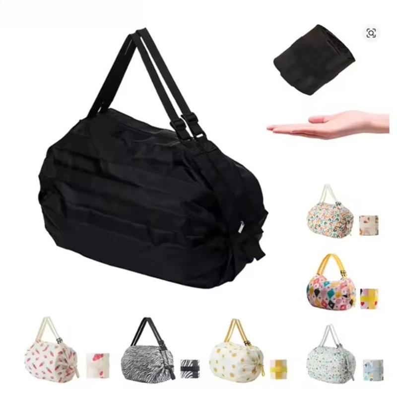 Large Foldable Shopping Bag Reusable Eco Bag Grocery Package Beach Toy Storage Bags Shoulder Cat Lemon Printing Pouch T