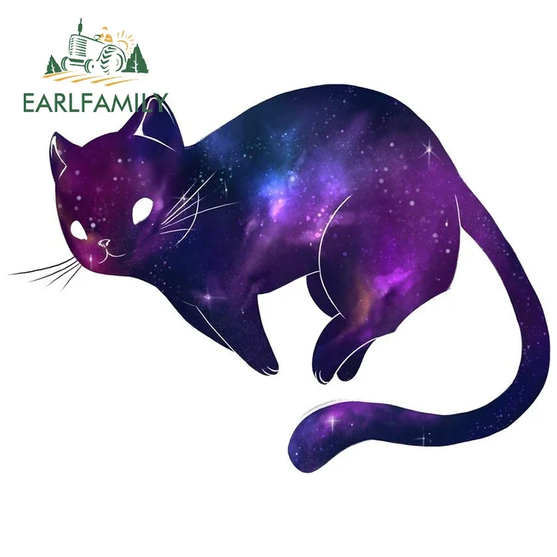 EARLFAMILY 13cm X 9.3cm For Stylish Starry Cat Funny Car Stickers Personality Vinyl Decal Motorcycle Trunk Sunscreen Car Styling